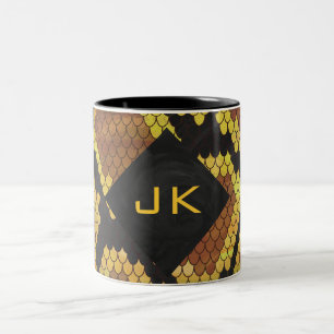 Monogram Snake Brown und Gold Print Zweifarbige Tasse