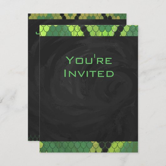 Monogram Snake Green und Black Einladung (Vorne/Hinten)