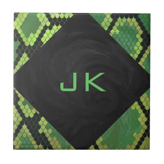 Monogram Snake Green und Black Fliese (Vorderseite)