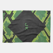 Monogram Snake Green und Black Handtuch (Horizontal)