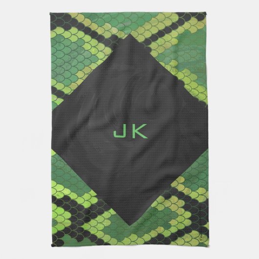 Monogram Snake Green und Black Handtuch (Vertikal)