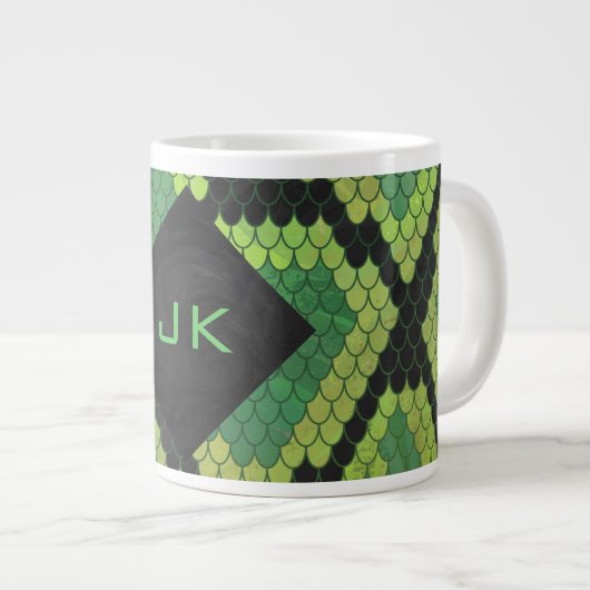 Monogram Snake Green und Black Jumbo-Tasse (Vorderseite Rechts)