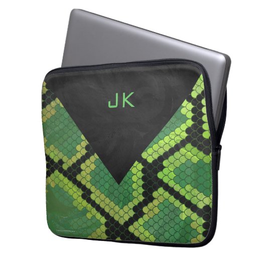 Monogram Snake Green und Black Laptopschutzhülle (Vorderseite Links)
