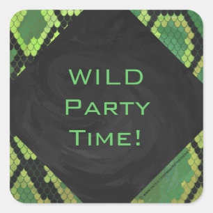 Monogram Snake Green und Black Quadratischer Aufkleber