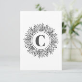 Monogram Snowflake Weihnachten Dankeskarte (Stehend Vorderseite)