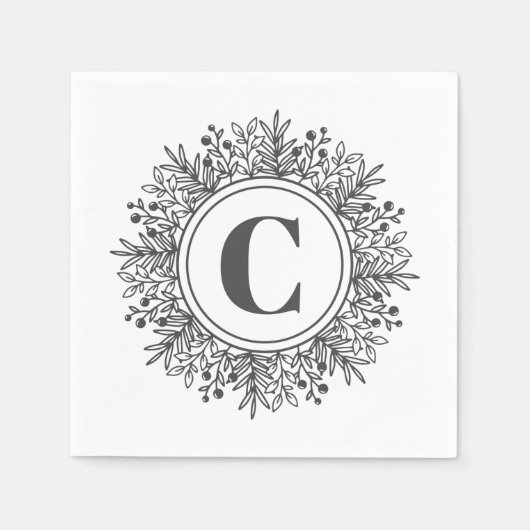 Monogram Snowflake Weihnachten Serviette (Vorderseite)