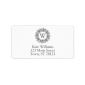 Monogram Snowflake Weihnachtsadresse Adressaufkleber (Vorne)