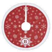Monogram Snowflake Weihnachtsbaum Rot /weiß Polyester Weihnachtsbaumdecke (Vorderseite)