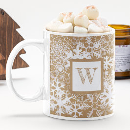 Monogram Snowflakes Gingerbrett Kraft Brown Kaffeetasse