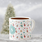 Monogram Snowman & Süßigkeiten Muster 6oz Espresso Espressotasse