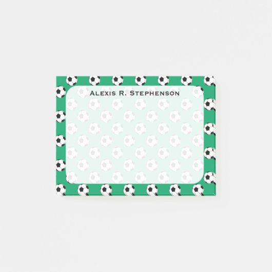 Monogram Soccer Futbol Balls Kleeblatt Green Post-it Klebezettel (Vorderseite)
