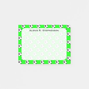 Monogram Soccer Futbol Balls Lime Green Post-it Klebezettel