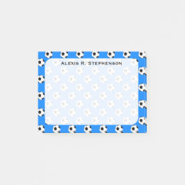Monogram Soccer Futbol Balls on Azure Blue Post-it Klebezettel