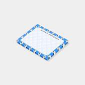 Monogram Soccer Futbol Balls on Azure Blue Post-it Klebezettel (angewinkelt)