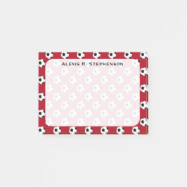 Monogram Soccer Futbol Balls on Dark Red Post-it Klebezettel