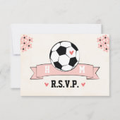 Monogram Soccer Wedding RSVP Card mit rosa Herz Karte (Vorderseite)