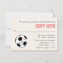Monogram Soccer Wedding RSVP Card mit rosa Herz Karte