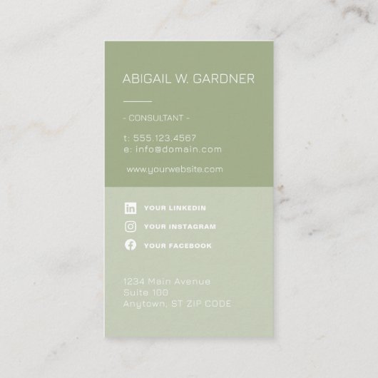 Monogram Social Media Mouse Green Business Card Visitenkarte (Rückseite)
