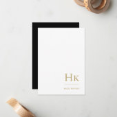 Monogram Social Notecard Beruflich Black Gold Mitteilungskarte (Vorderseite/Rückseite Beispiel)