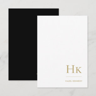 Monogram Social Notecard Beruflich Black Gold Mitteilungskarte