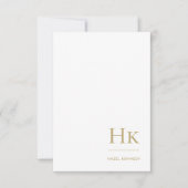 Monogram Social Notecard Beruflich Navy Gold Mitteilungskarte (Vorderseite)