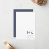 Monogram Social Notecard Beruflich Navy White Mitteilungskarte (Vorderseite/Rückseite Beispiel)