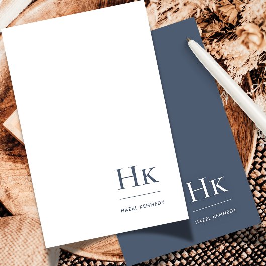 Monogram Social Notecard Beruflich Navy White Mitteilungskarte