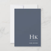 Monogram Social Notecard Beruflich Navy White Mitteilungskarte (Rückseite)