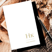 Monogram Social Notecard Elegantes Schwarzes Gold Mitteilungskarte