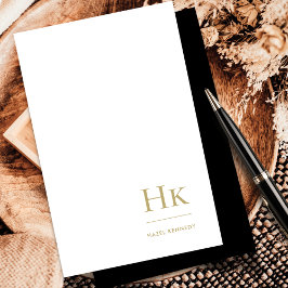 Monogram Social Notecard Elegantes Schwarzes Gold Mitteilungskarte