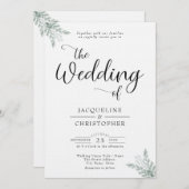 Monogram Soft White Eucalyptus Wedding Einladung (Vorne/Hinten)
