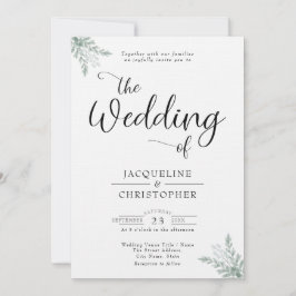 Monogram Soft White Eucalyptus Wedding Einladung