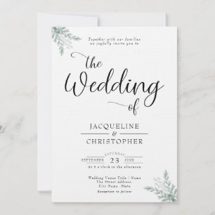 Monogram Soft White Eucalyptus Wedding Einladung