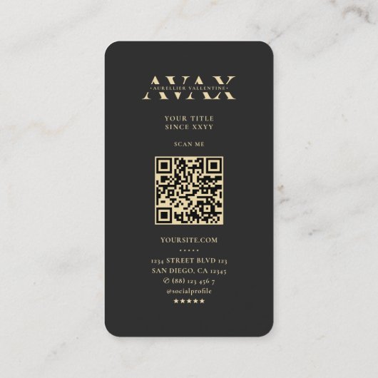 Monogram Software Engineer Modern Black Gold Visitenkarte (Rückseite)
