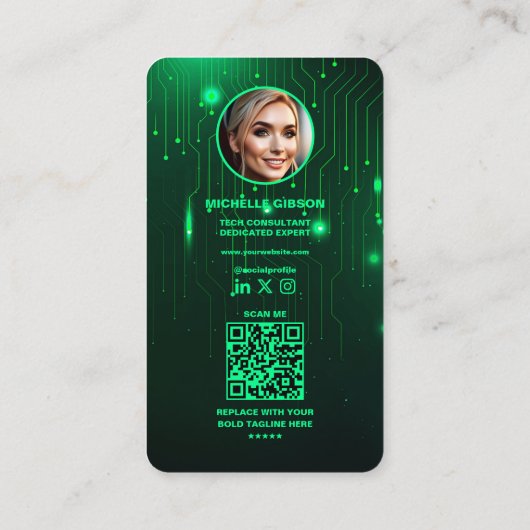 Monogram Software Engineer Modern Neon Green Visitenkarte (Rückseite)