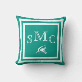 MONOGRAM Solid aquamarin Aqua Blue Hai schlichtes Kissen