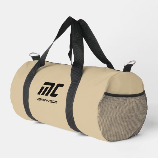 Monogram Solid Beige Name Text Einfach für ihn Duffle Bag (Rechte Ecke)