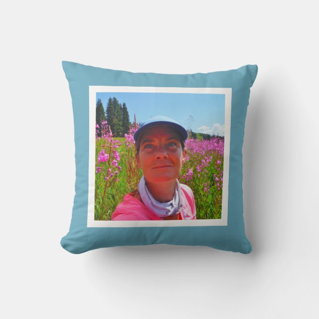 MONOGRAM Solid Blue custom, add instagramm Foto Kissen (Vorderseite)