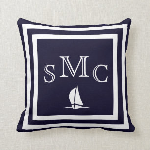 MONOGRAM Solid dunkelblau schlichtes Kissen