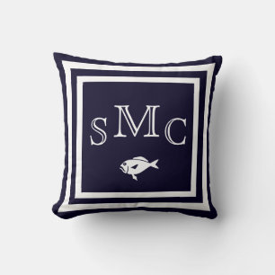 MONOGRAM Solid dunkelblau schlichtes Kissen