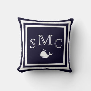 MONOGRAM Solid dunkelblau schlichtes Kissen
