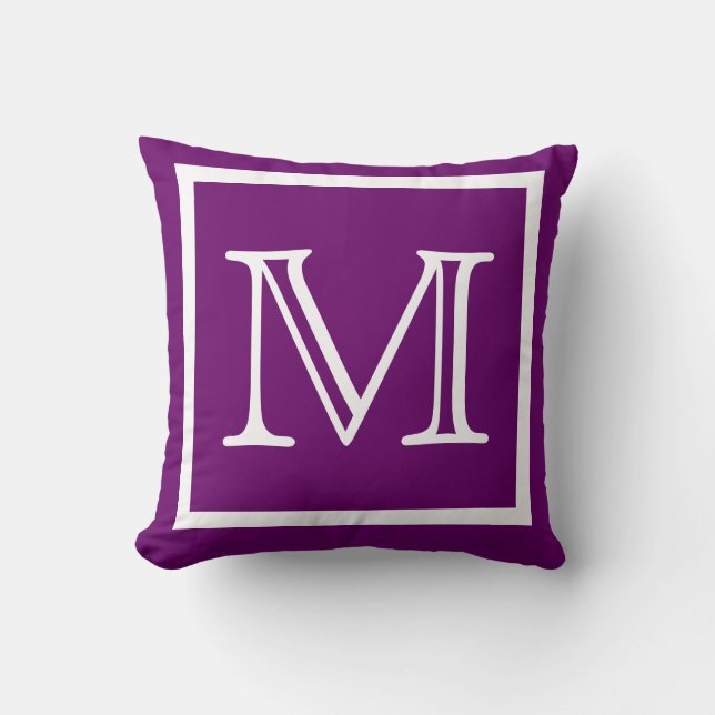 MONOGRAM Solid Lila Traube schlichtes Kissen (Vorderseite)