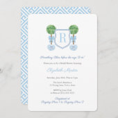 Monogram Something Blue Brautparty Einladung (Vorne/Hinten)