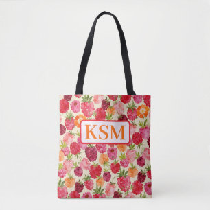 Monogram Sommer Himbeer-Watercolor Coquette Tasche