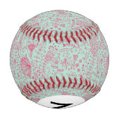 Monogram Sommer süßes Blumenmuster Baseball (Rückseite)