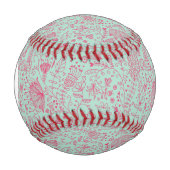 Monogram Sommer süßes Blumenmuster Baseball (Vorderseite)