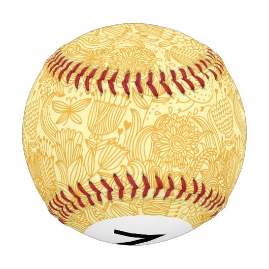 Monogram Sommerblumenmuster in warmen Farben Baseball (Rückseite)