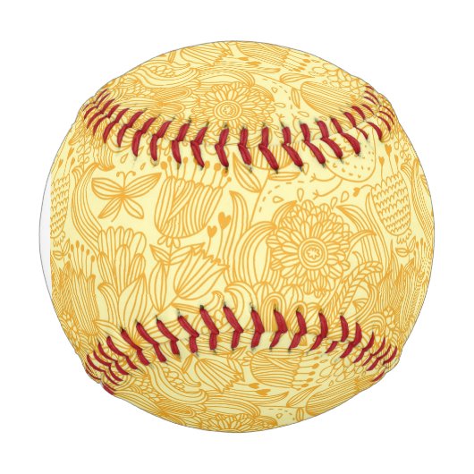 Monogram Sommerblumenmuster in warmen Farben Baseball (Vorderseite)