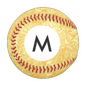 Monogram Sommerblumenmuster in warmen Farben Baseball (Vorderseite Links)