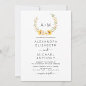 Monogram Sonnenblume Daisy Greenerenerity Wedding Einladung (Vorderseite)